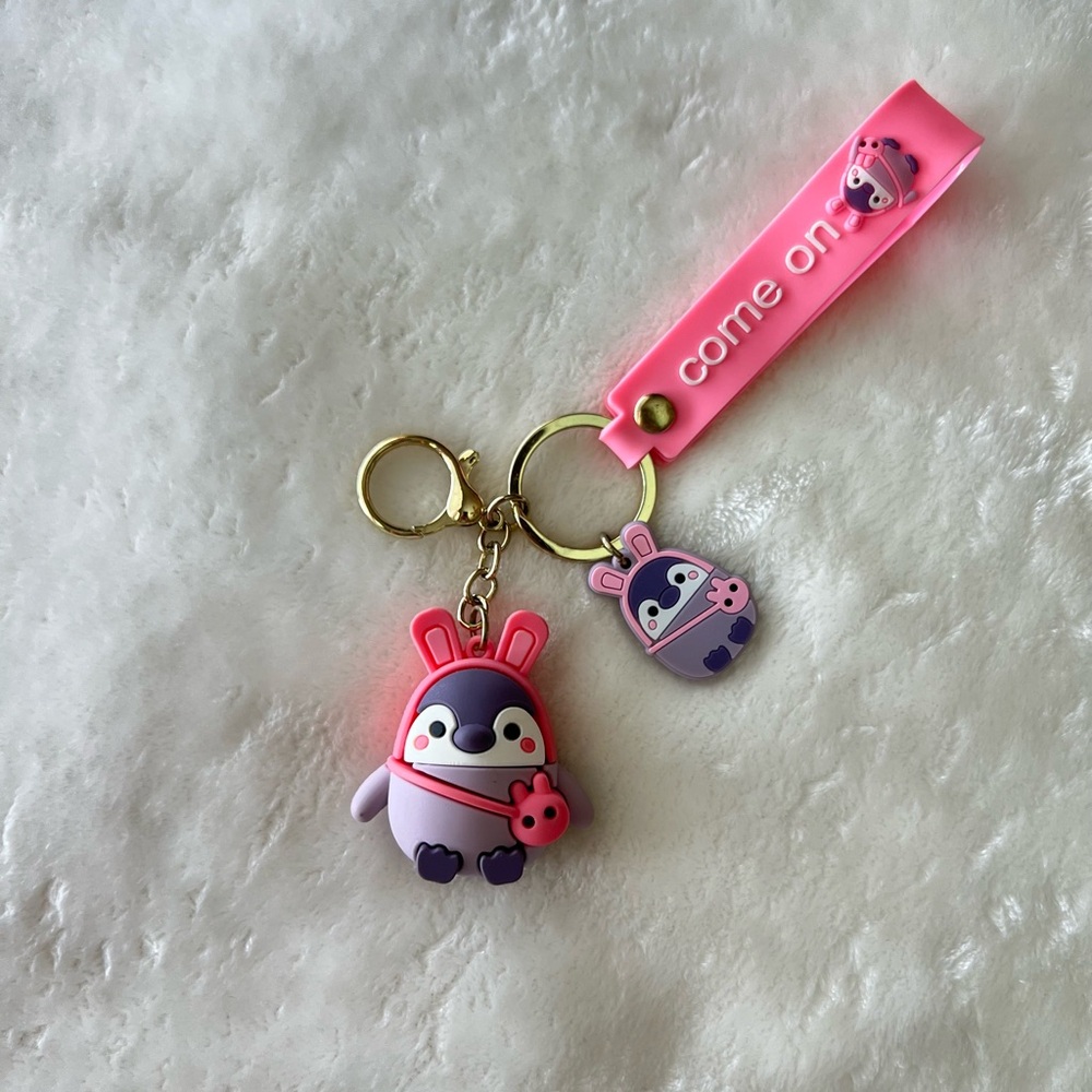 Pink Penguin Keychain